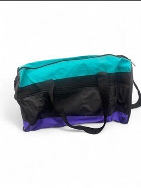 80s Teal and Purple duffel bag